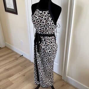 Black-Trim Floral Halter Maxi Dress